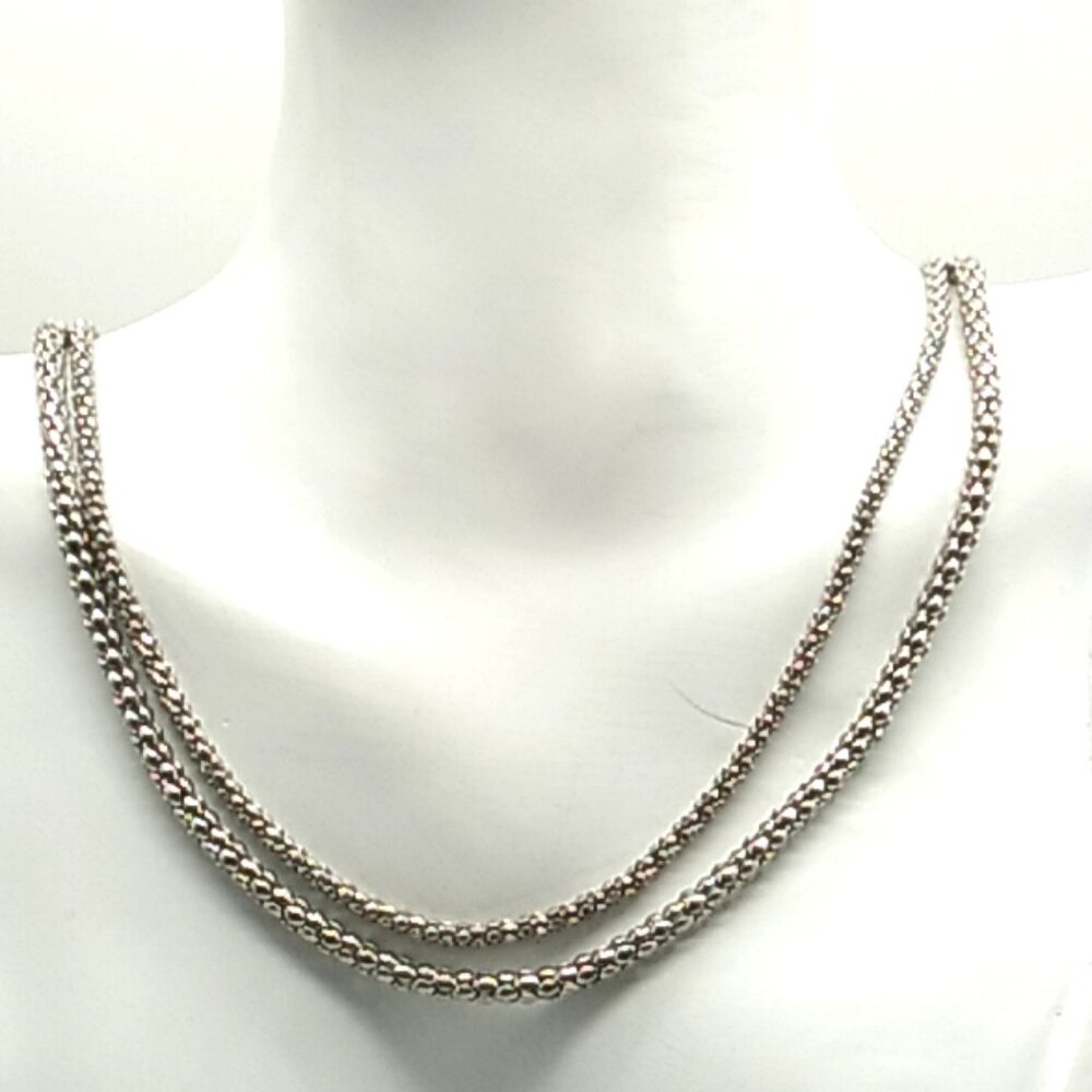 Park Lane Double Strand Silver-tone Wheat Chain Necklace **READ FLAWED**